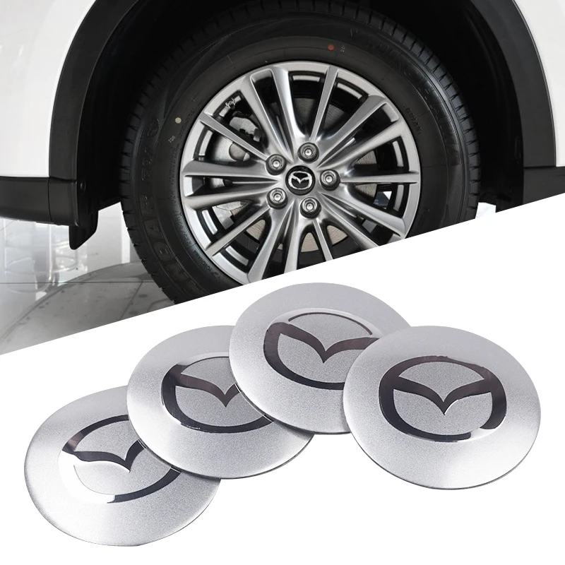 4pcs 56mm Car Wheel Center Hub Caps Cover Rim Exterior Decals Stickers Badge For Mazda 5 6 Axela CX-5 CX-7 MX-5 Auto Decoration