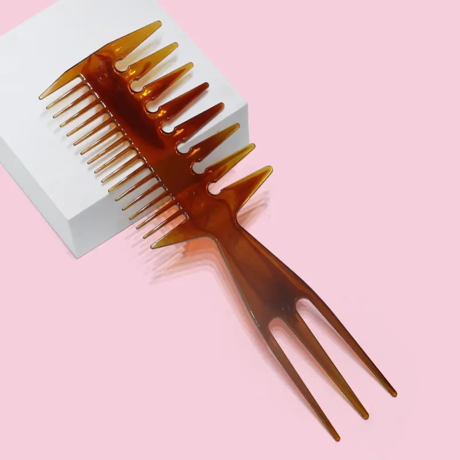 Pettine per capelli in plastica a forma di osso a coda di pesce 3 in 1 a doppio lato - Strumento super styler per una struttura perfetta dei capelli