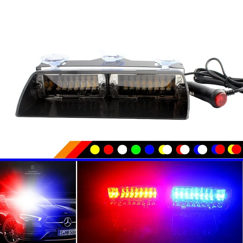 16LEDs 12V Car Strobe Light Trailer Police Flashing Emergency Warning Lamp Suction Cup Camper Caravan Truck Accessories