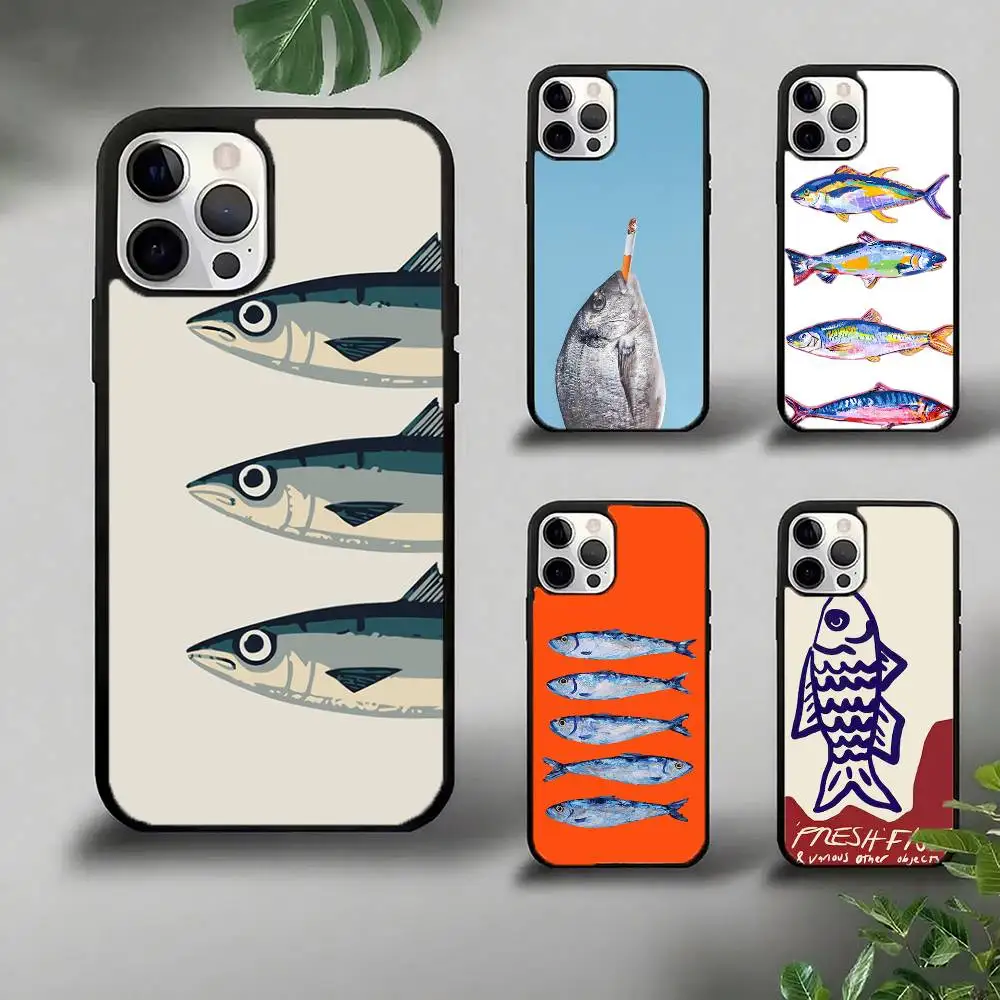 

Чехол для телефона с рисунком «Рыба Сардина», сильный магнитный чехол для iPhone 16, 15, 14, 13, Pro Max 11, 12, мини