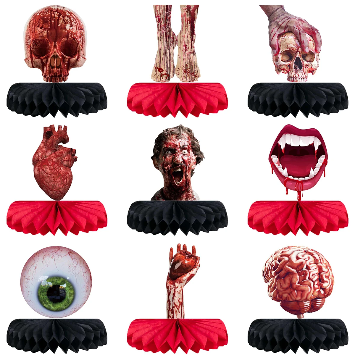 

9pcs Halloween Horror Bloody Human Body Organ Honeycomb Decor Halloween Party Decor Supplies Horror Scene Atmosphere Ornaments