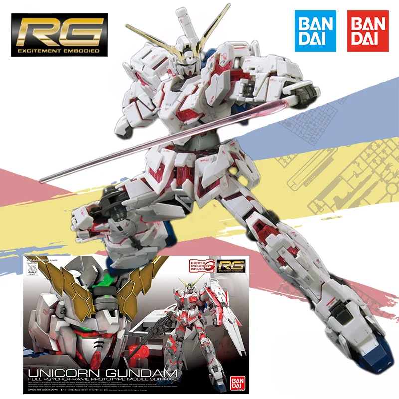 

Bandai original model set RG 1/144 RX-0 Unicorn fully equipped Gundam anime action figure assembly model toy boy gift collection