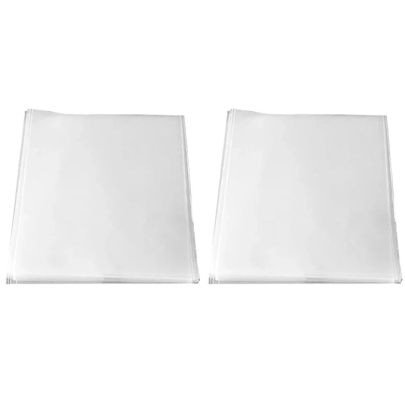 2X Transparent Vinyl Record Outer Bag CD Protection Bag Square Bag Record Sleeve Flat Mouth Outer Bag-A20R