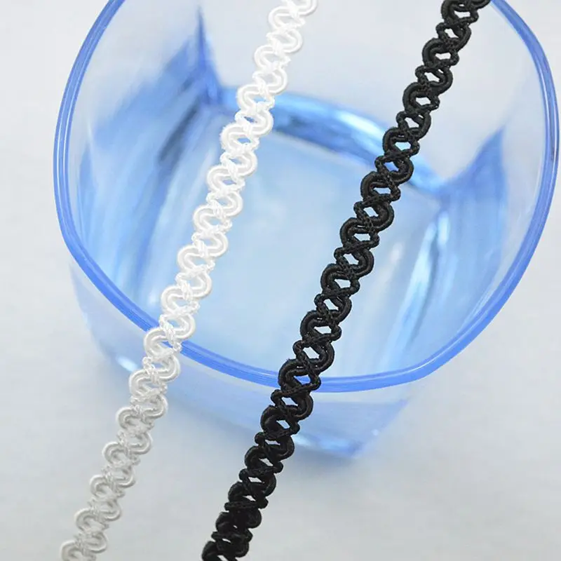 5 meter / 16,4 ft per pak nieuwe kanten riem kledingaccessoires DIY decoratieve trouwjurk kanten kleding zwart-wit dubbel 8-karakter kant