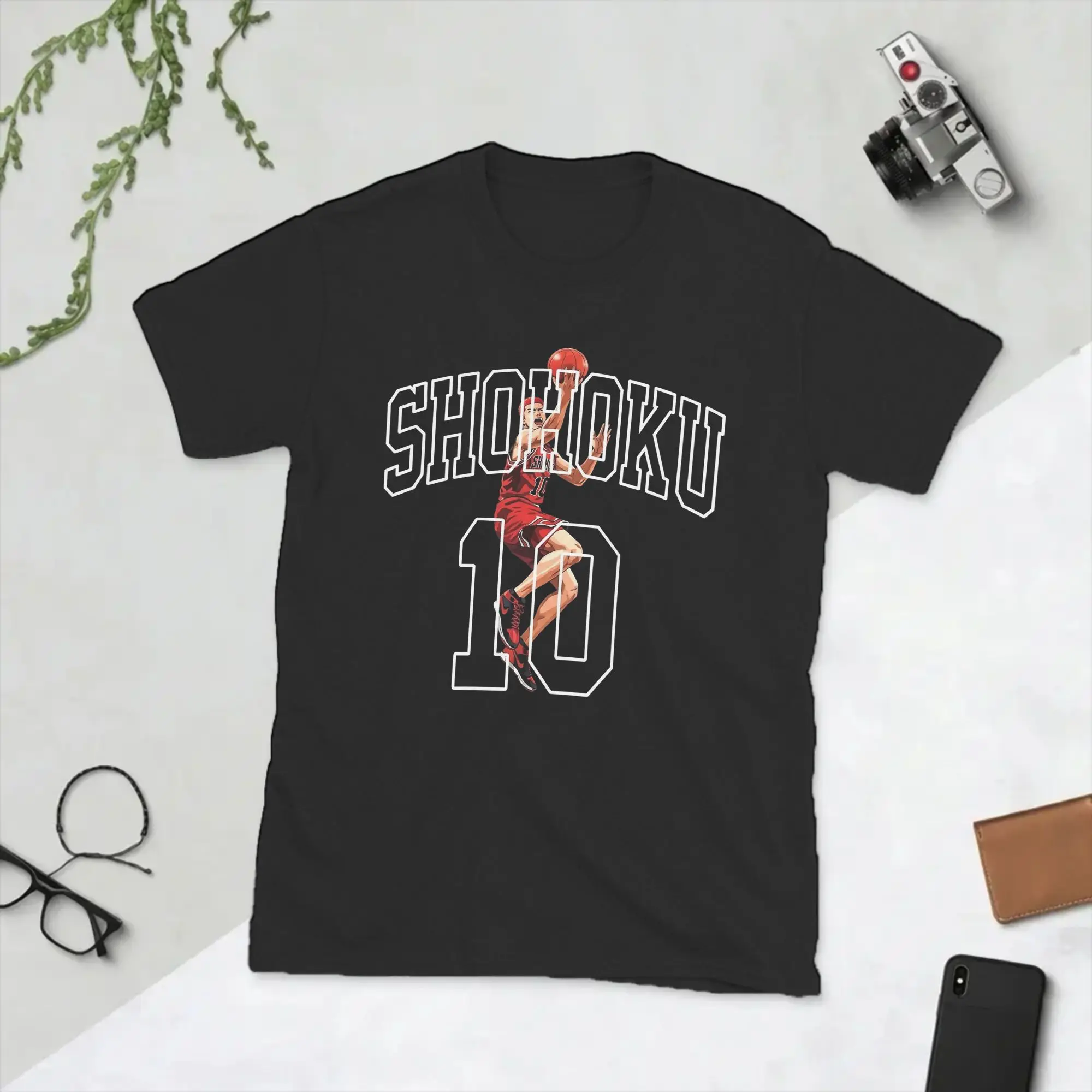 Shohoku Slams Dunks Anime Men's T Shirt  Hipster Tees Short Sleeve Crewneck T-Shirts Cotton 4XL 5XL 6XL Tops