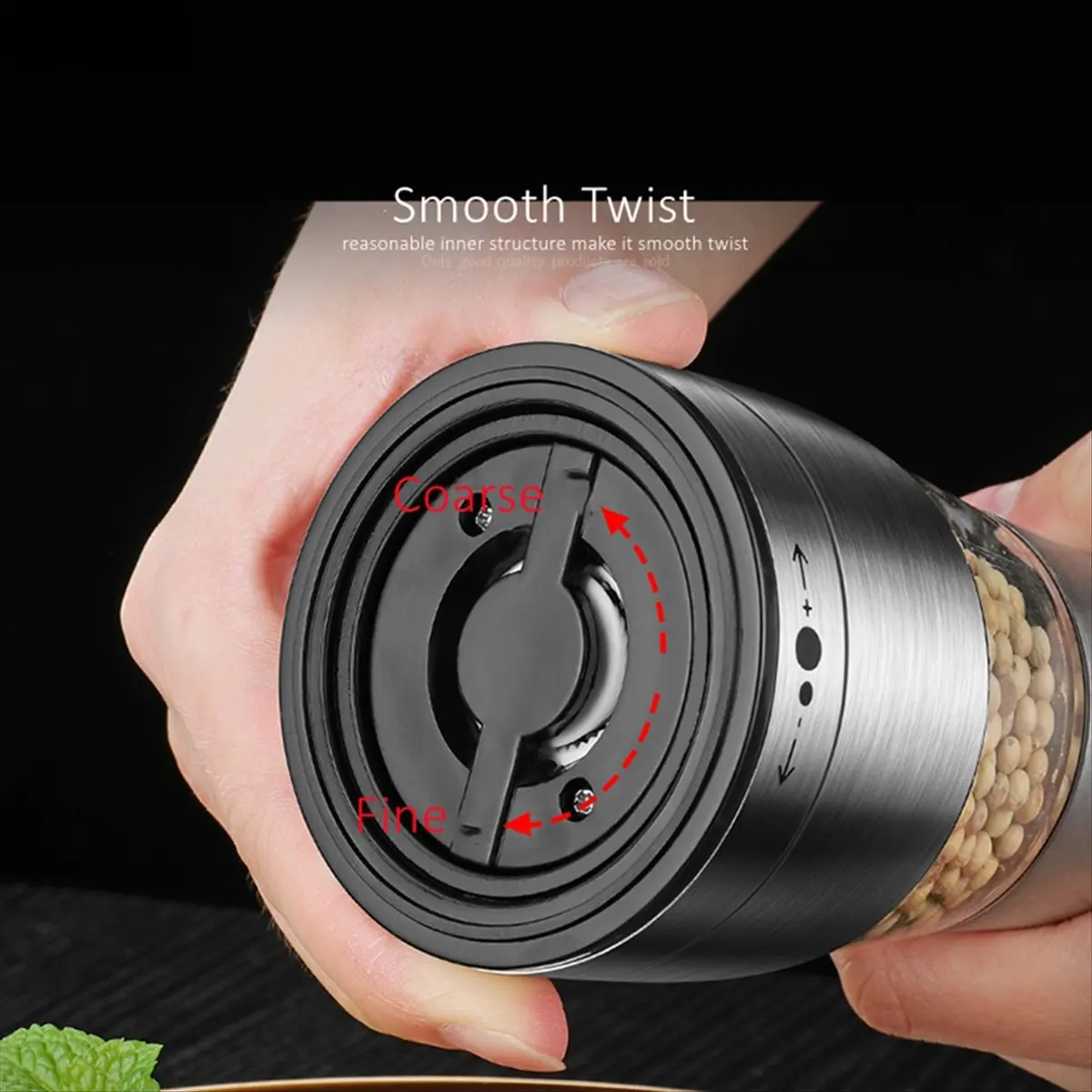 A67T NEW 304 Stainless Steel Manual Pepper Grinder Adjustable Thickness Salt Mill Visible Kitchen Condiment Mincer