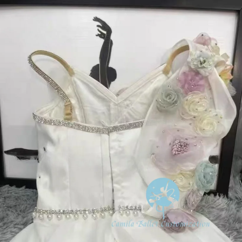 La última falda corta de tul de gasa para actuación de competición PDE de ballet de Cupido blanco a medida para adultos y niños