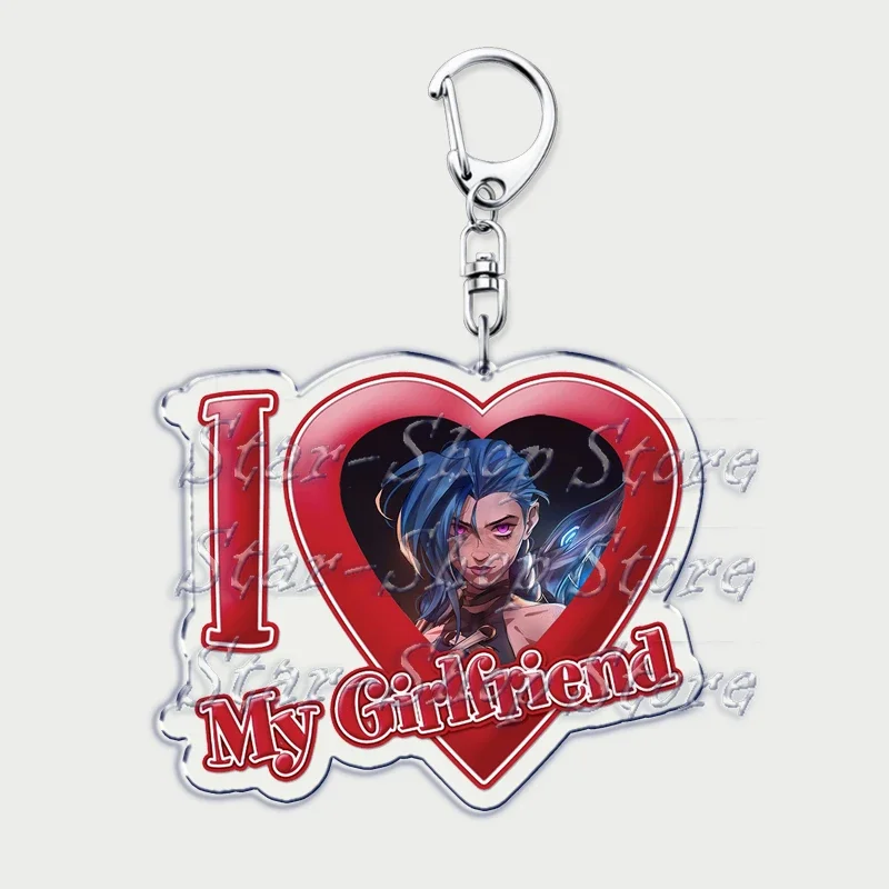 Hot Animation I Love My Girlfriend Keychain for Women Accessories Key Chain Ring Keychains Jinx Vi Customized Jewelry Gifts