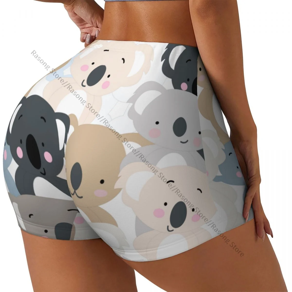 

Sexy tight hip sports shorts Vintage Cute Koala Bear Pastel Illustration fitness women's comfortable yoga shorts