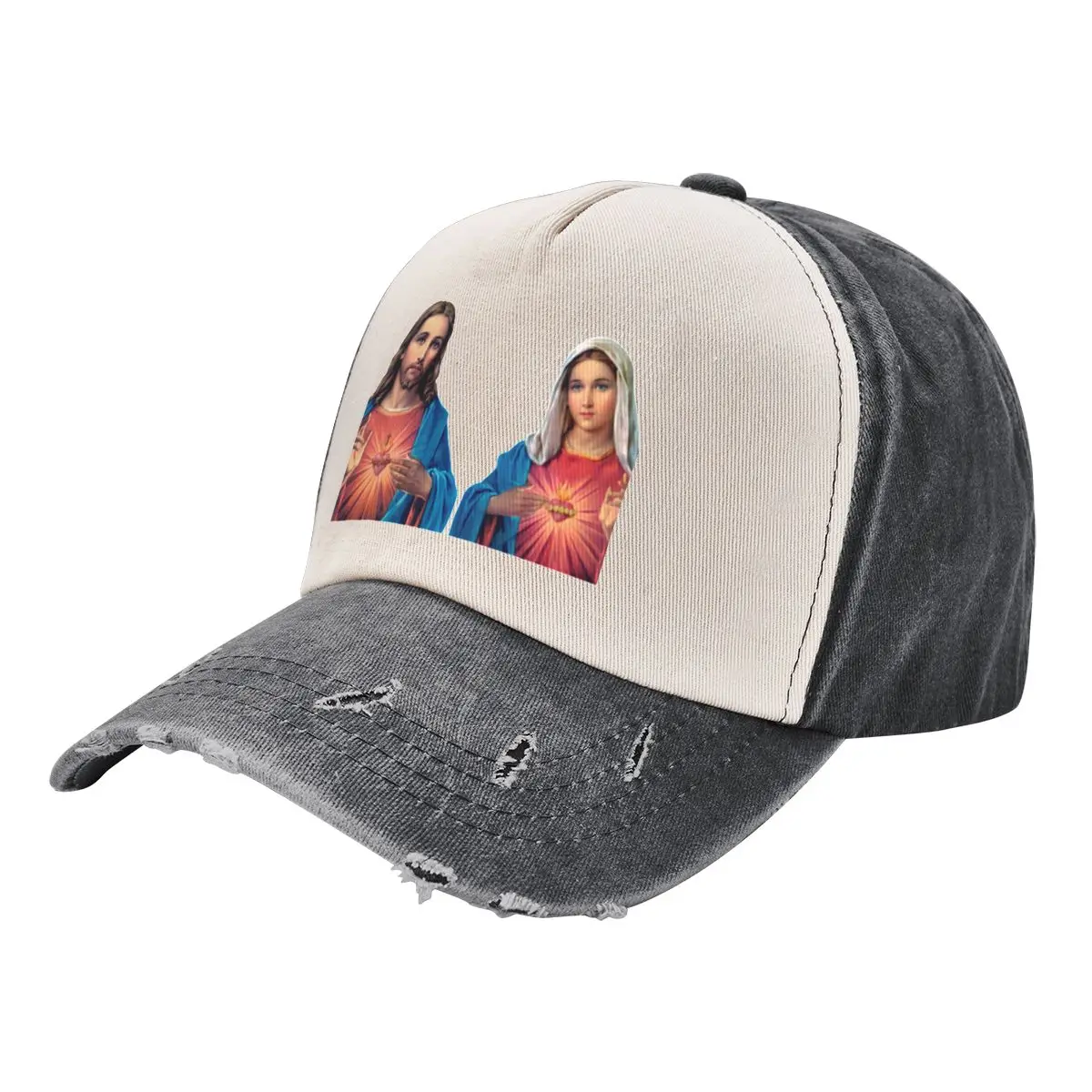 Sacred and Immaculate Hearts (Jesus and Mary) transparent background Baseball Cap Golf Sports Cap Male Women's