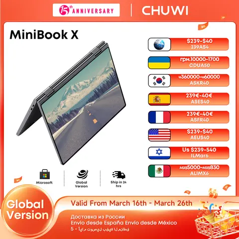 CHUWI MiniBook X 투인원 태블릿 노트북, 인텔 N100 노트북, 12GB LPDDR5 512G SSD, 10.51 인치 FHD IPS 스크린, WiFi6 PC, 윈도우 11 노트북 Best5