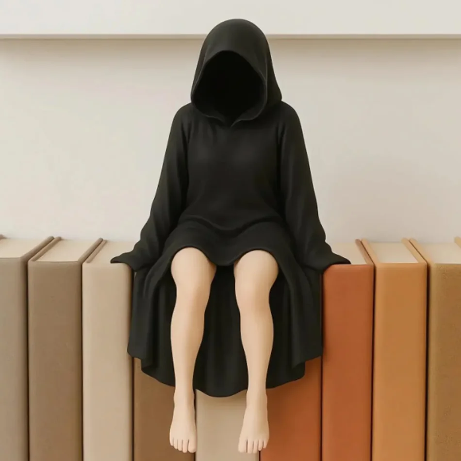 3 unidades de bata negra misteriosa, estatua hecha a mano de Reina, decoración de estilo oscuro, decoración de escritorio para el hogar, decoración de coche de Halloween