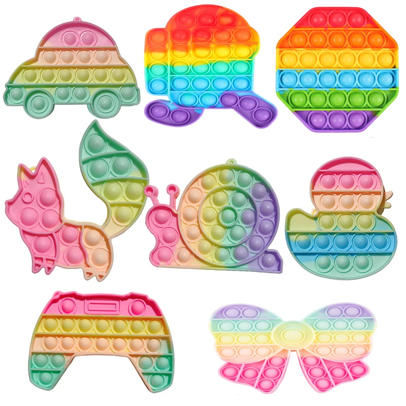 1-5 قطعة قوس قزح سيليكون الضغط اللعب أنماط لطيف فقاعة فنجر لعبة الإجهاد الإغاثة ضغط اللعب الحسية متعة حفلة Favors #3