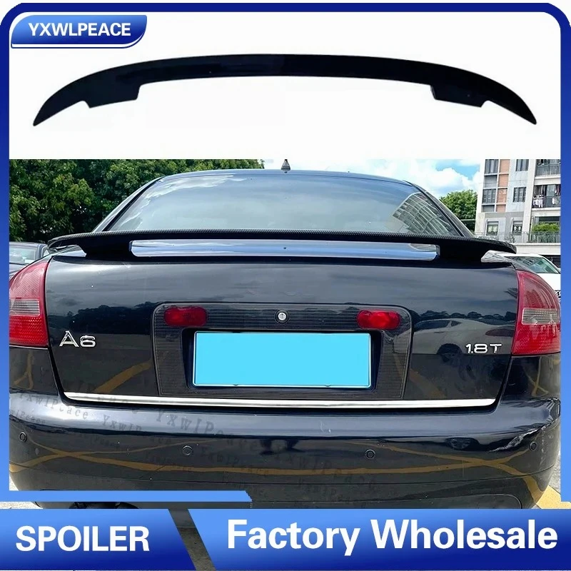 Para Audi A6 C5 Spoiler 1998 1999 2000 2001 2002 - 2004 ABS de alta calidad Color carbono alerones traseros para maletero Kit de carrocería de coche Accesorios