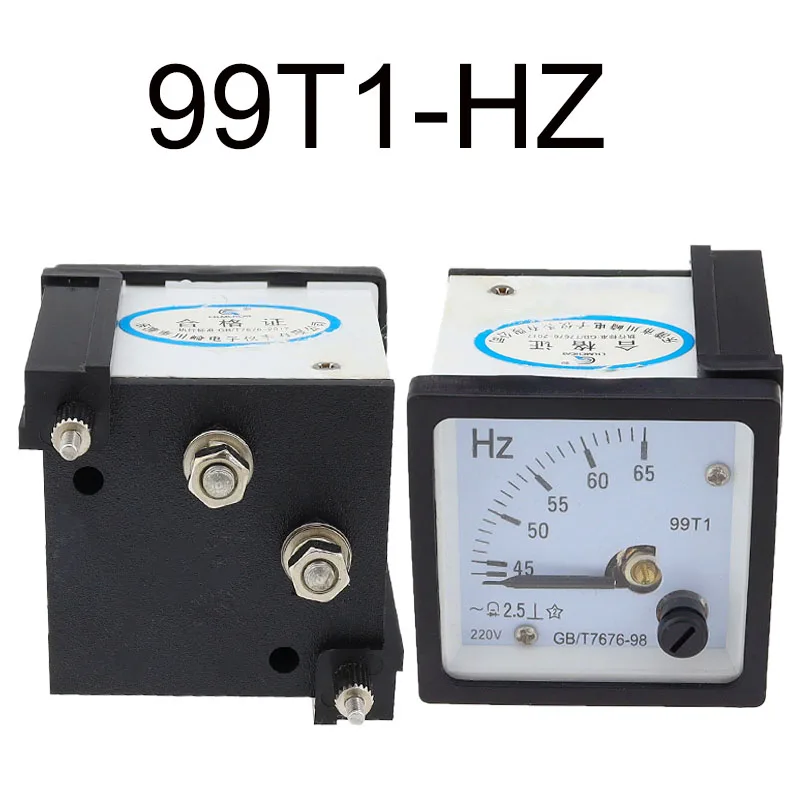 1PCS 99T1-HZ pointer 48*48 mm AC hertz meter 45-65Hz 380V 220V 48x48mm analog frequency meter