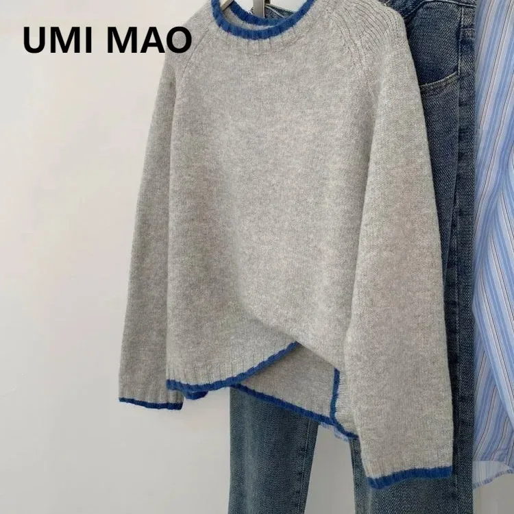 

UMI MAO серый утолщенный осенний женский свитер из медвежьей кожи с капюшоном, базовый слой, внутренняя одежда до плеч, маленький размер, новое поступление