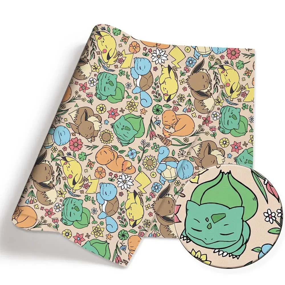 Pokemon Cartoon Fabric140*50cm Handmade Sewing Patchwork Quilting Baby Dress Home Sheet Printed Fabric Fabric Sewing Kids