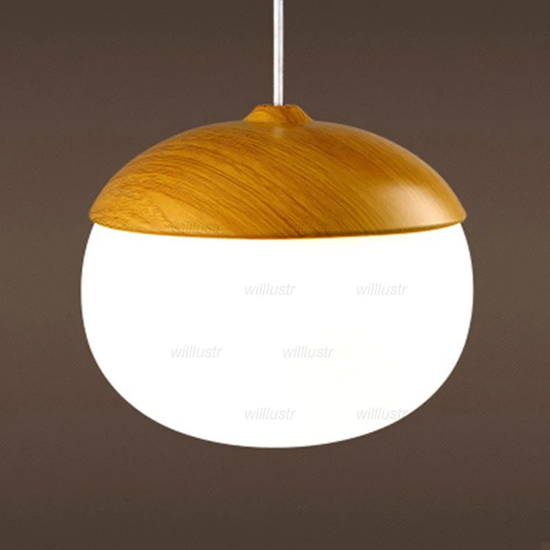 

Wood Grain Metal Glass Pendant Light Creative Nuts Suspension Lamp Hotel Cafe Bar Dining Room Bedside Hanging Ceiling Chandelier