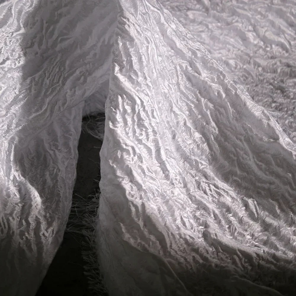 

Jacquard Texture Pleated Clothing Designer Fabric Polyester Material Wholesale Cloth Per Meter Apparel Diy Sewing