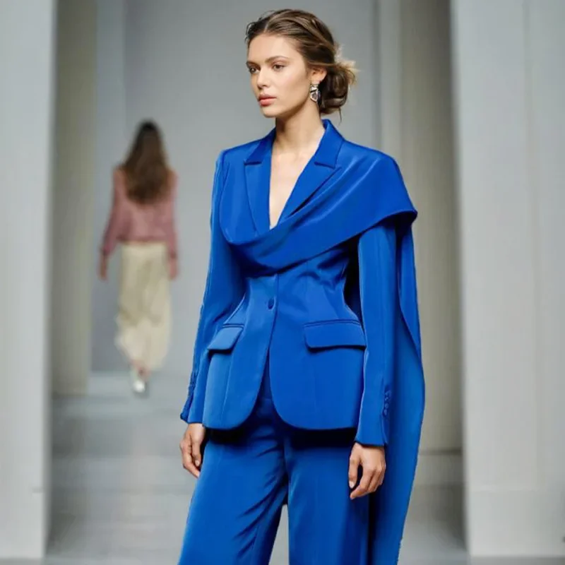 Veste imbibée pour femme, coupe couvertes formelle, vêtements haut de gamme, petit design bleu, mode, nouveau, automne, 2024