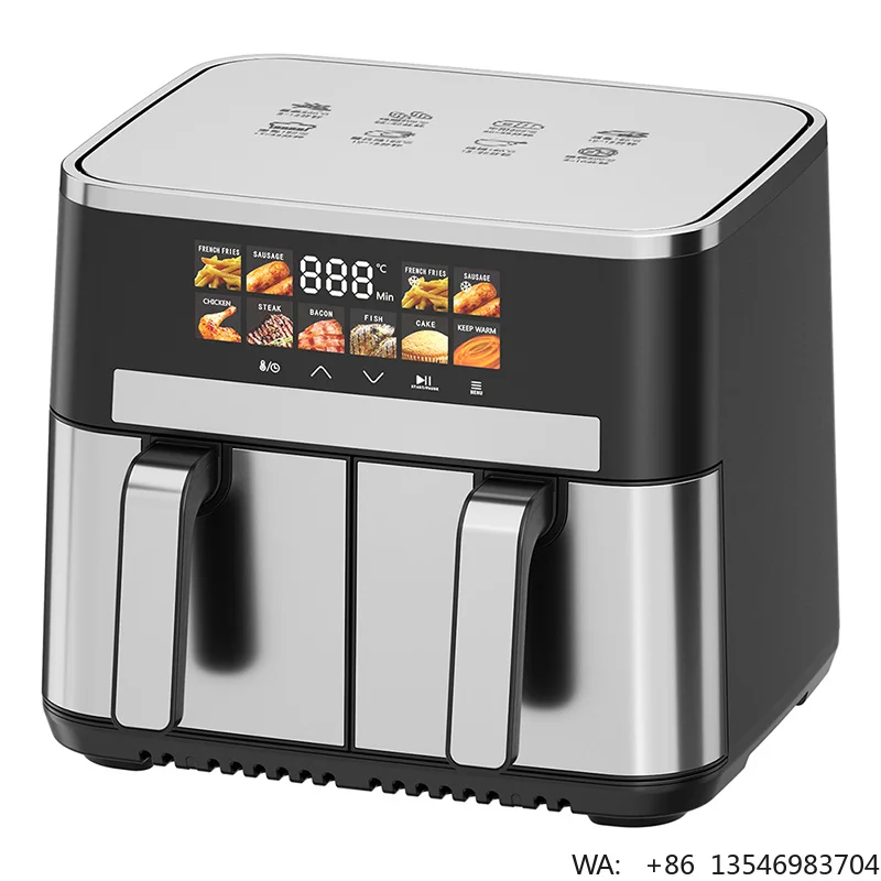 Big Capacity Double Basket Air Fryer Two Rooms 2 Independent Baskets Dual Zone Air Fryer Oven 10L 11L 12L