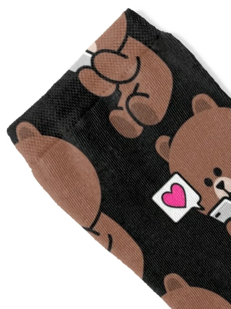 Brown Bear Cony Bunny Rabbit Sending All My Love To You Sticker Socks compression hiking Socks For Man Women's