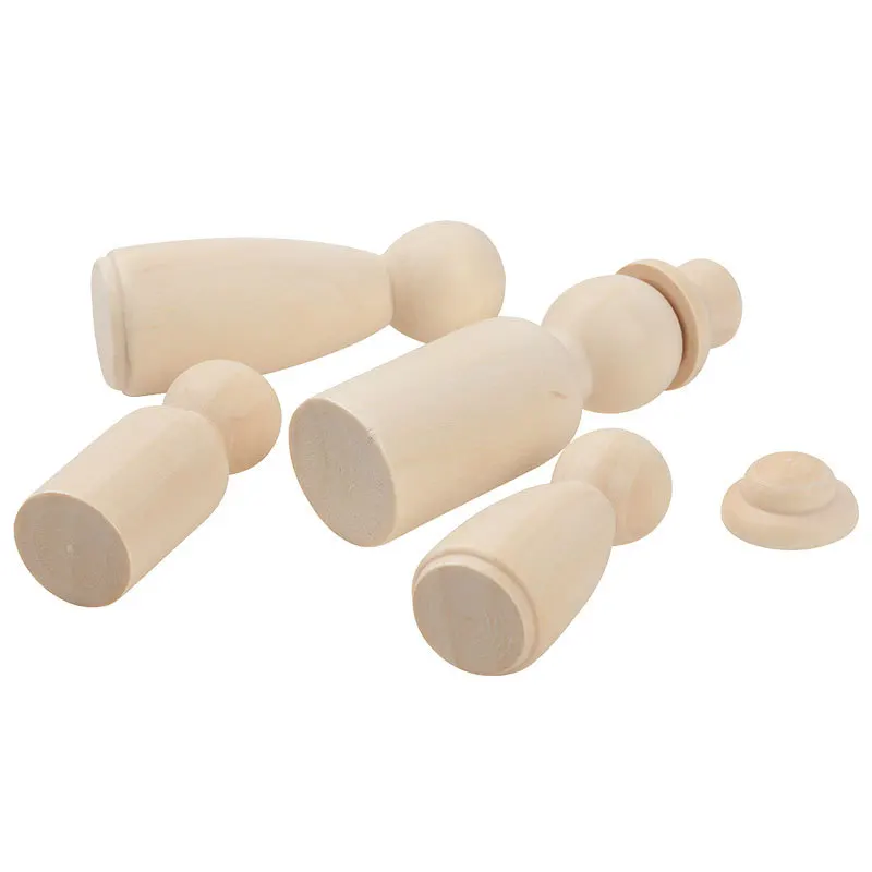 ABCPICK 36pcs wooden figures craft kit peg people angel family doll unfinished diy art toddler toy educational hardwood material