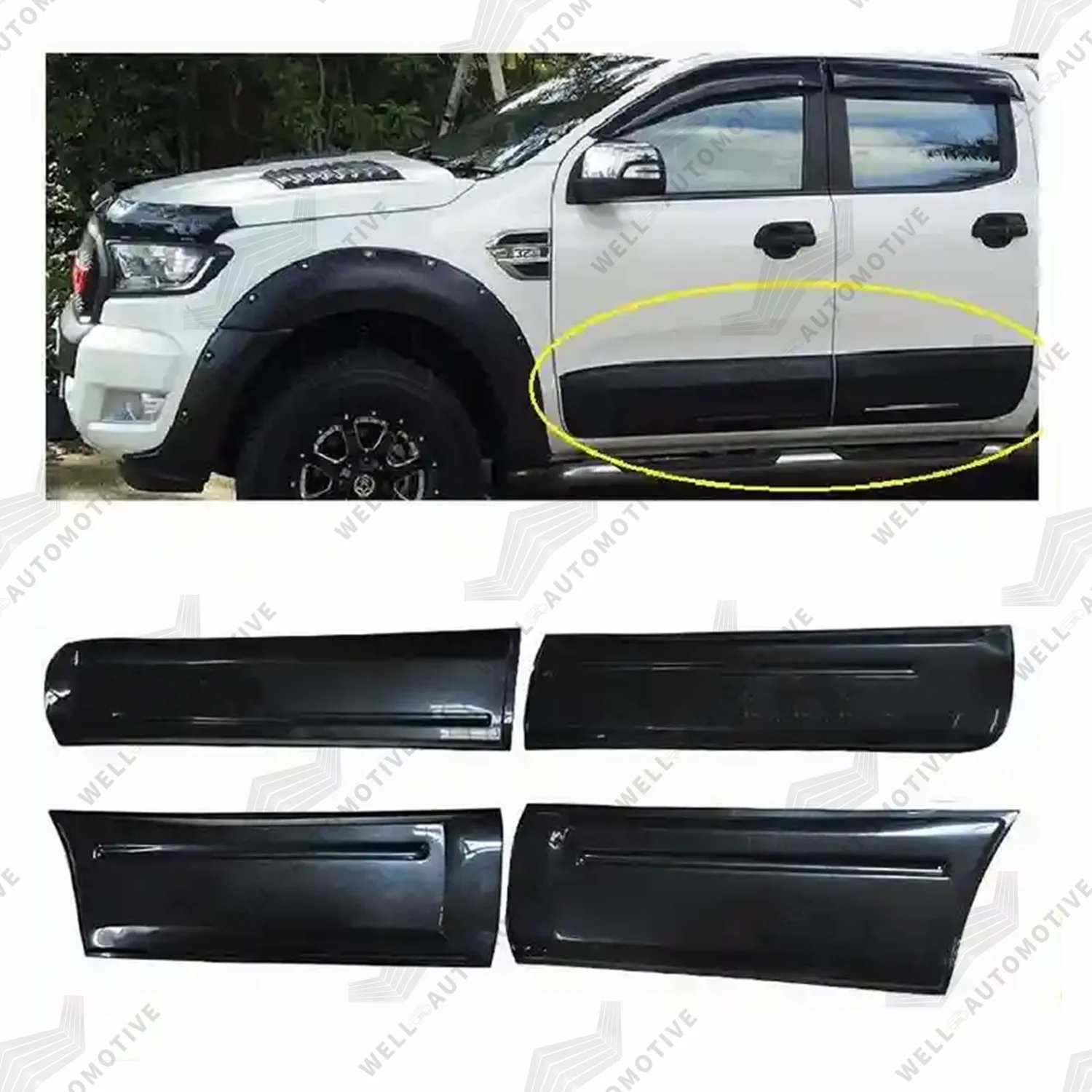 Heavy Duty Offroad Parts Black ABS Door Moulding Cover Replacement Door Protection Sills For Everest 2015+