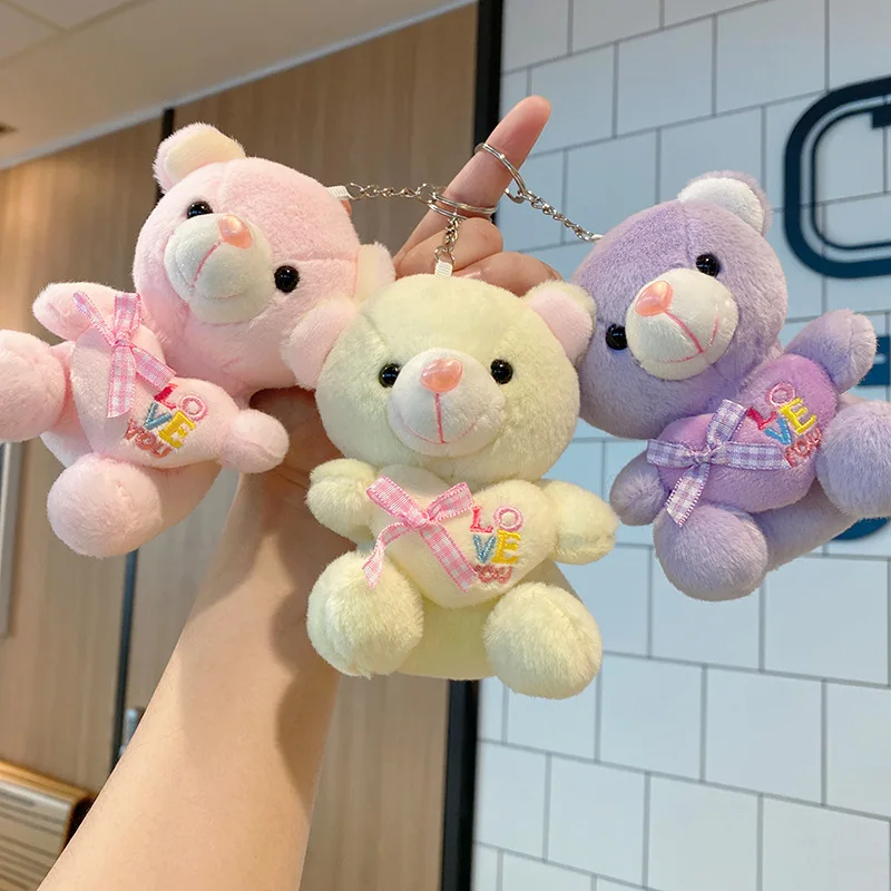 Hot Sale 12CM Kawaii Small Teddy Bears Plush Toys Stuffed Animals Fluffy Bear Dolls Soft Kids Toys Small Pendant Keychains