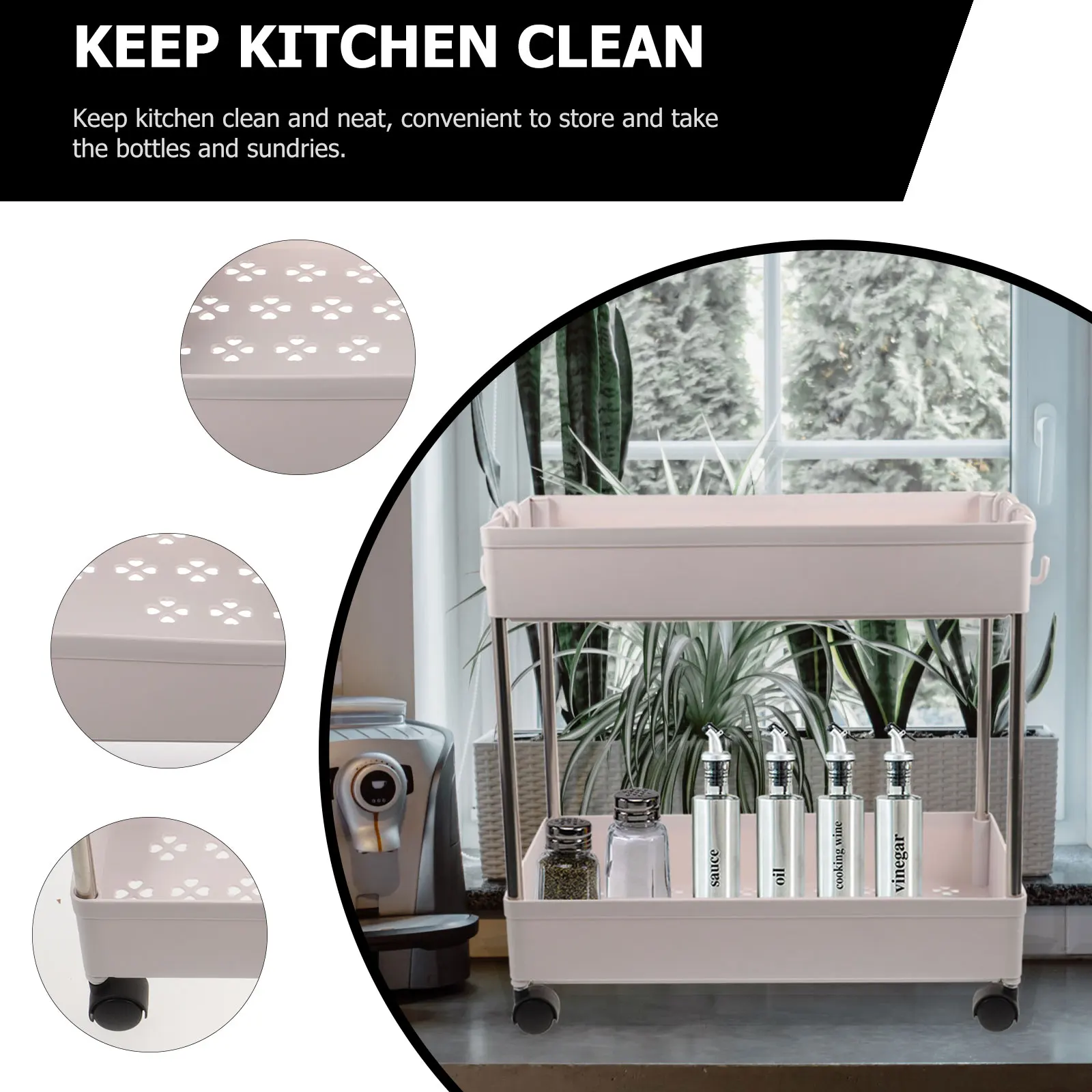 

Multifunctional Pp Stainless Steel Storage Rack Kitchen Seasoning Bottle Holder Bathroom Bedroom Balcony Organizer Large