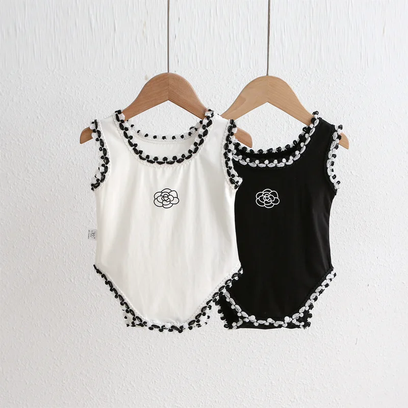 

Baby Romper Strap Vest for Girls, Summer New Camellia Sleeveless Thin Bodysuit