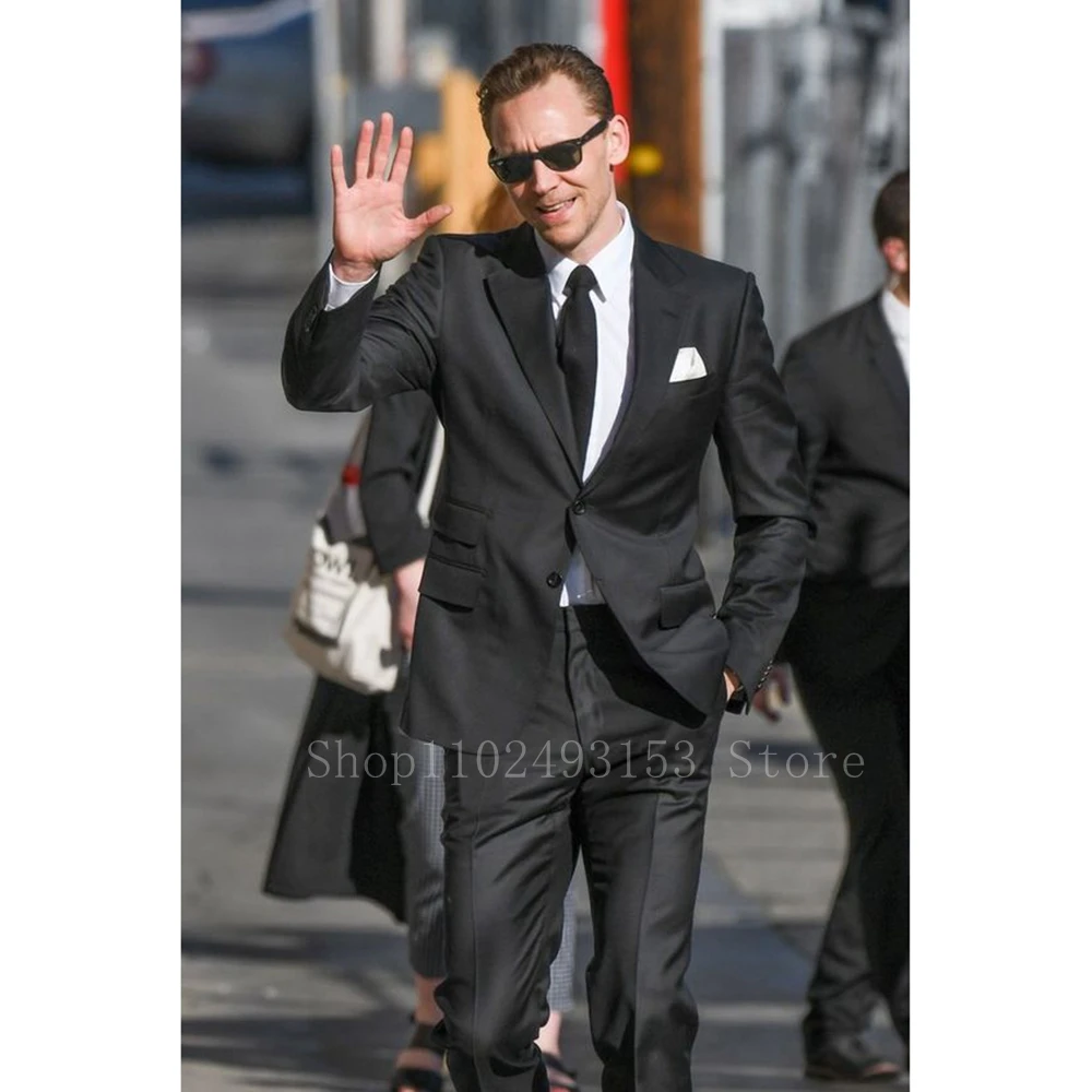 2023 High Quality Black Men Suit Slim Fit Notched Lapel Two Buttons 2 Pieces Male Suits Groom Tuxedos Blazer Pants Costume Homme