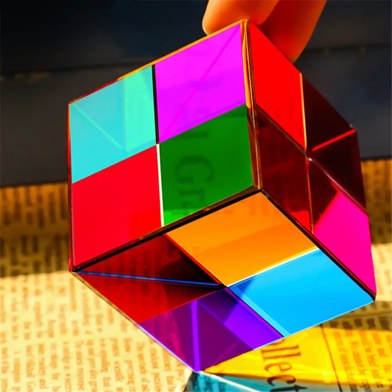 ثلاثة ألوان كريستال مكعب 40 مللي متر مسدس المياه ثلاثية الأبعاد اللون التصوير بريزم سطح المكتب زخرفة لعبة ألغاز للأطفال #3