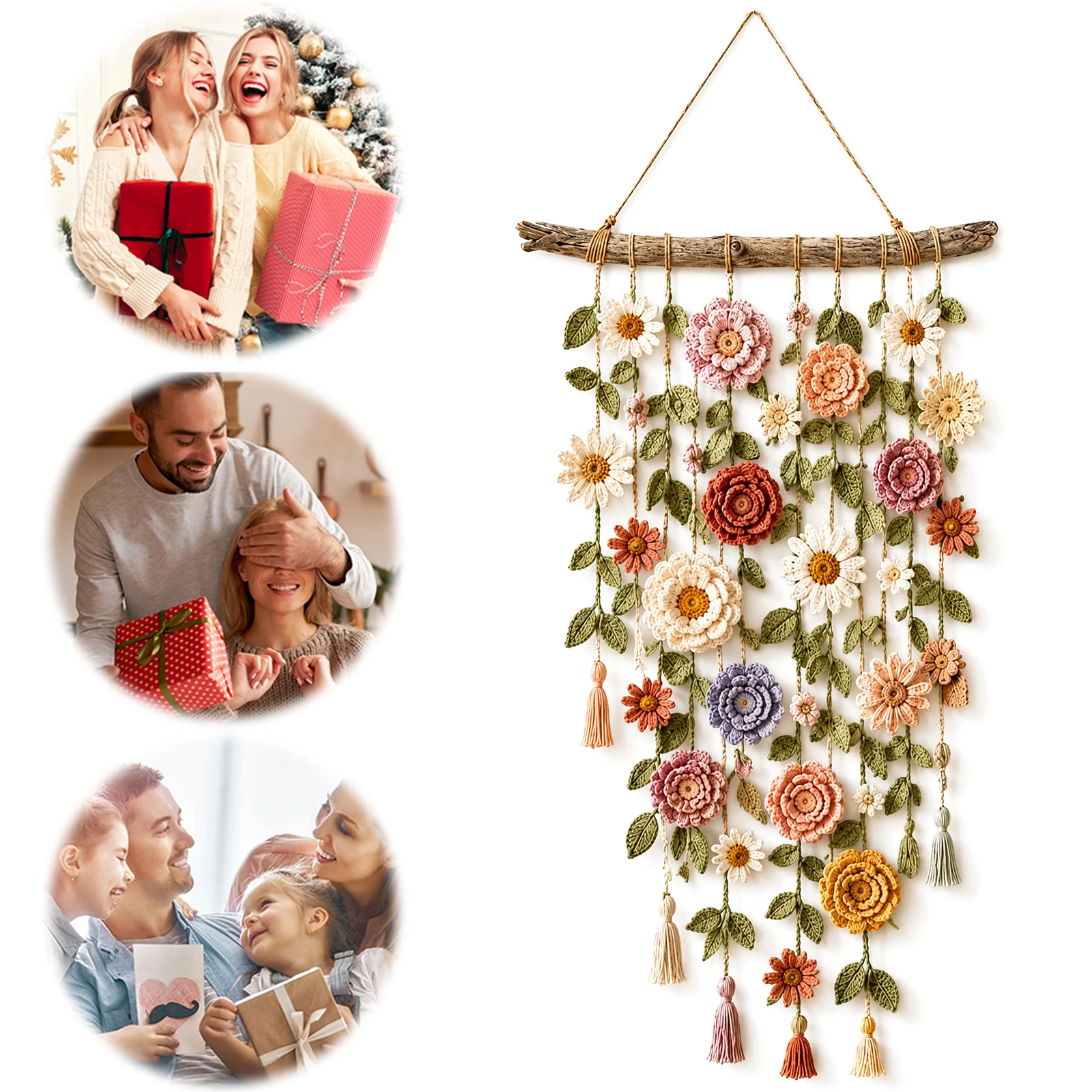 งานถักโครเชต์ลายดอกไม้ทำมือจาก - Macrame Wall Hanging บทวิจารณ์และราคา
