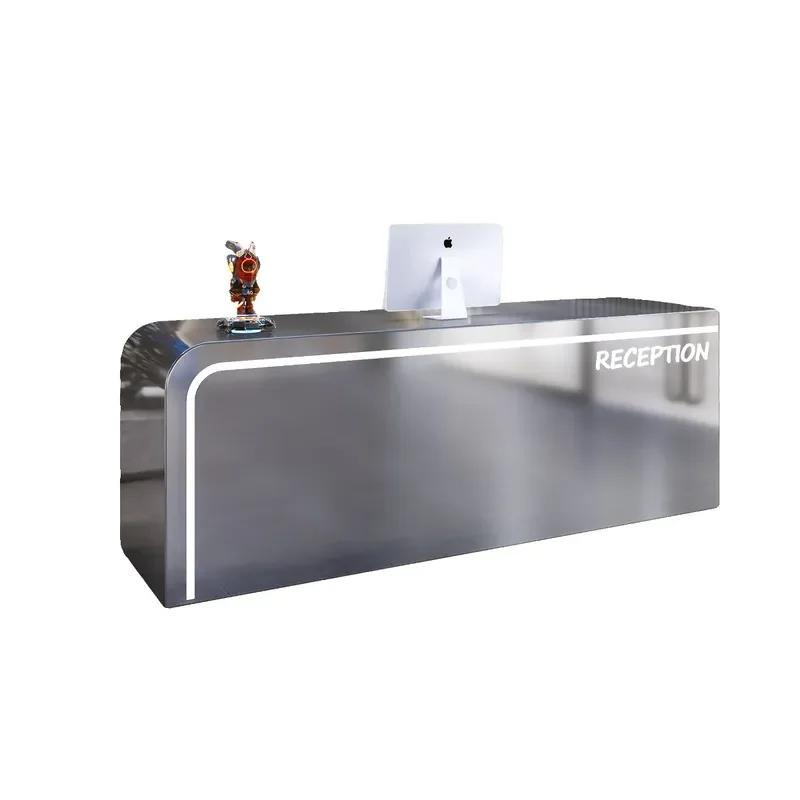 Stainless Steel Commercial Checkout Counter, Multi‑Scene Reception Bar Desk for Store, Salon, Dance