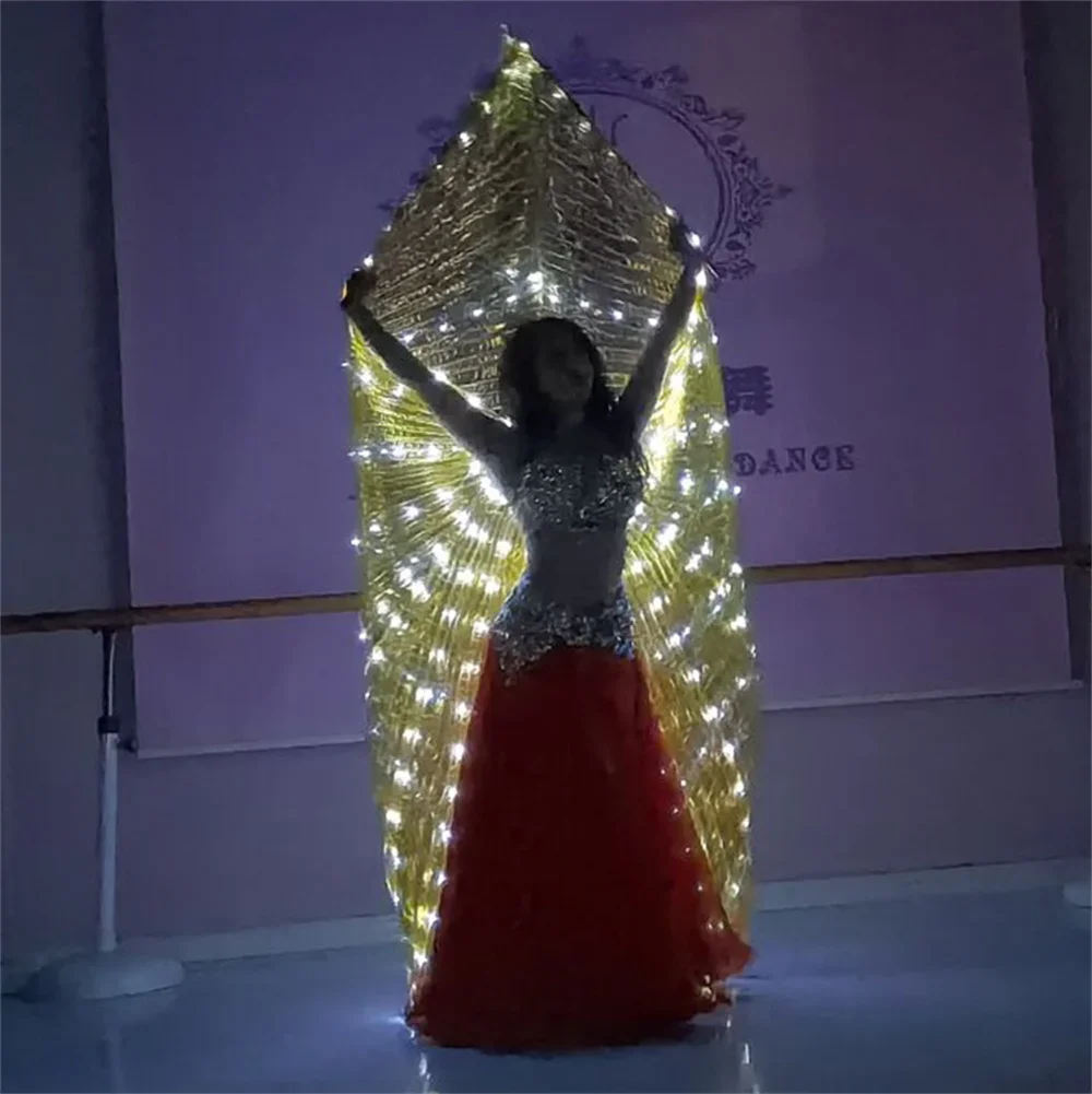 LED Wings Belly Dance สําหรับผู้ใหญ่,การแสดงบนเวที,เรืองแสง Golden Isis ปีก,เครื่องแต่งกาย Carnival, การแสดงสําหรับ Belly เต้นรํา