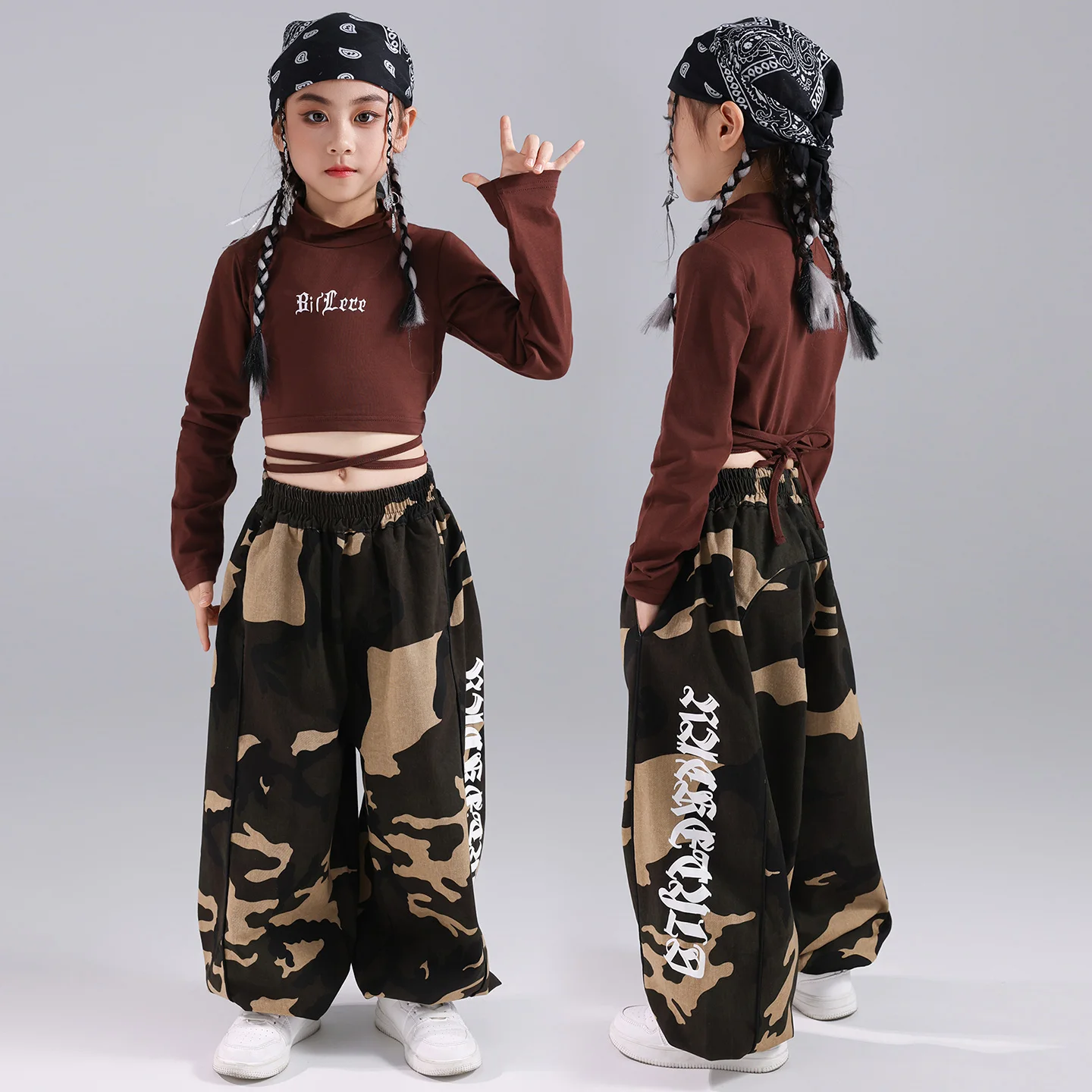 2025 أزياء رقص الجاز الحديثة للفتيات المحاصيل القمم السراويل فضفاضة الشارع الشهير الأطفال الهيب هوب الرقص أداء الملابس DQS21185