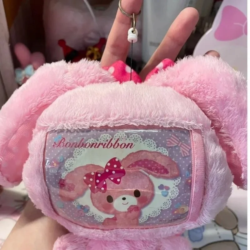 Sanrio Bonbonribbon Cartoon Leuke Roze Gevlekte Strik Pvc Schaalbare Zachte Knuffel Kaart Tas Portemonnee Auto Sleutelhanger Halloween Cadeau
