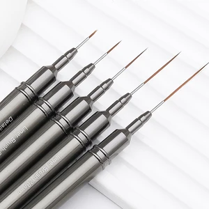 Baru Panas Profesional Nail Liner DIY Menggambar Lukisan Garis Garis Bunga Pena 4/8/12/20/25mm 5 Buah Set Kuas Seni Kuku Pegangan Logam 6 kuas liner penjualan terbaik - №