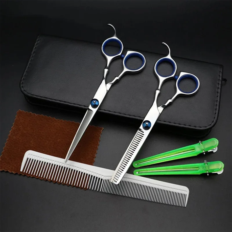 Brainbow 6.0in Professional Hairdressing Hair Scissors Set Cutting& Thinning Barber Shears Hair Salon with Comb+Hairpin+PU case