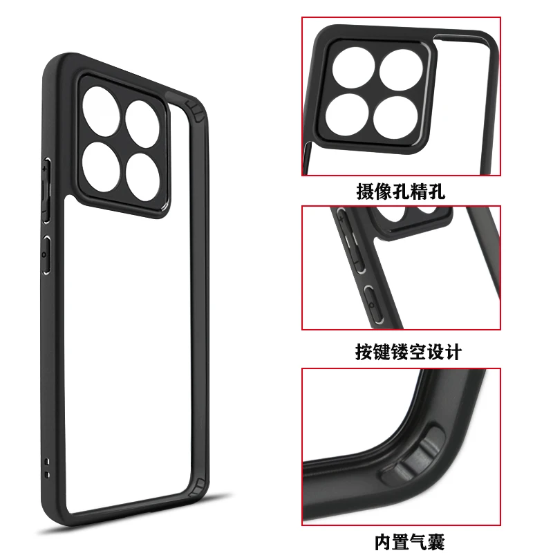 For Xiaomi 14T Case on Luxury Transparent Phone Cover for Xiaomi 14T 13 Pro 14Tpro Shockproof Camera Protection Cover Caque