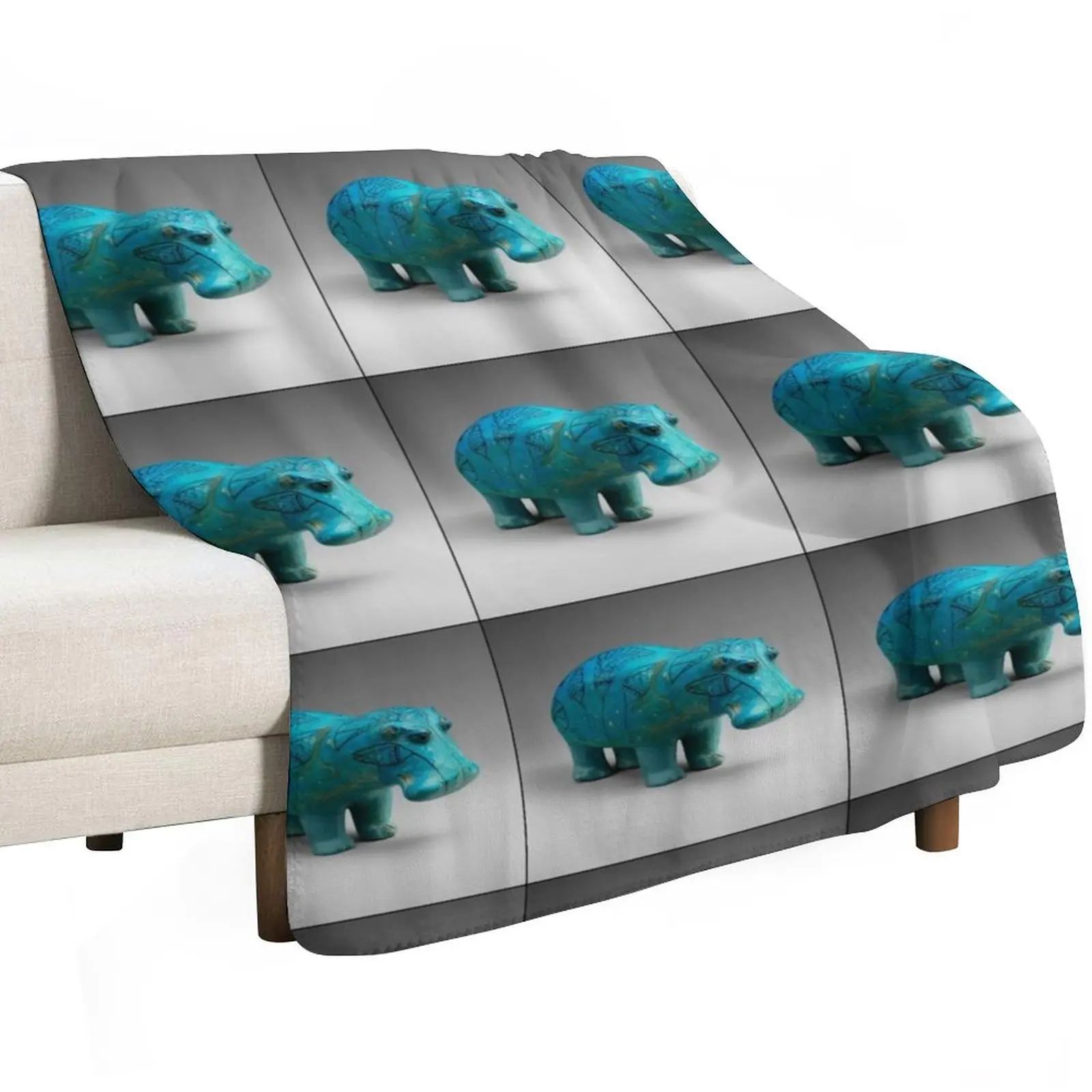 William the Hippo-Ancient Egyptian figurine Throw Blanket Wrinkle Resistant Lightweight Blanket