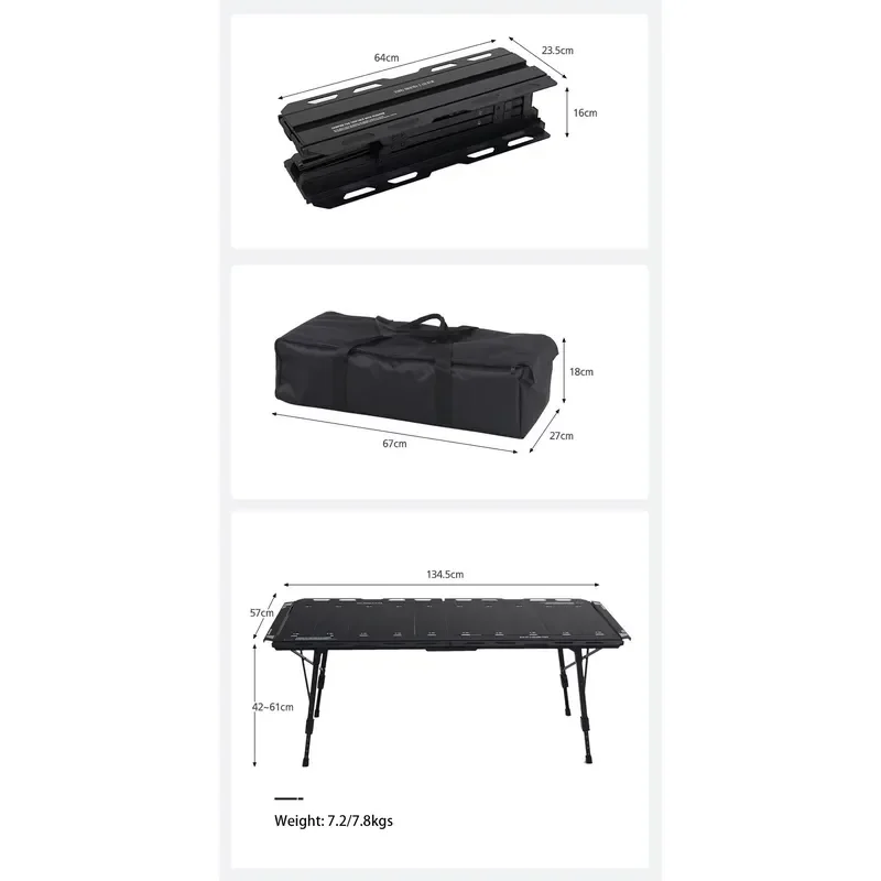 Portable Outdoor Table Camping Folding Table with Adjustable Legs, 5-unit Aluminum Barbecue IGT Camping Table