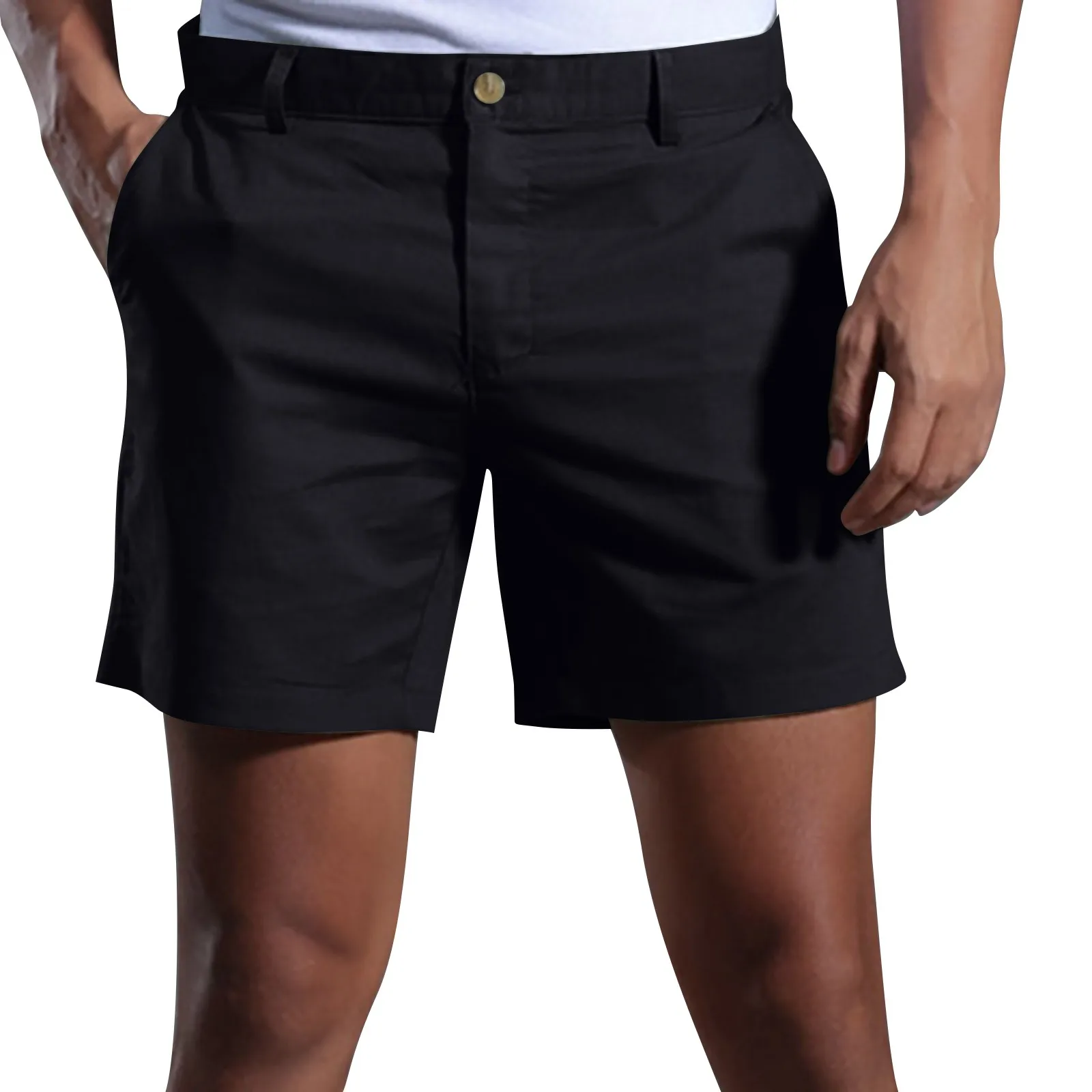 

Spring Summer Pants Male Solid Linen Shorts Button Design Pants Versatile Quick Dry Pants Slim Training Quarter Pants