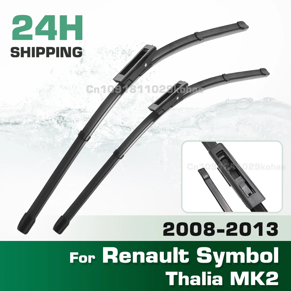 

GREATROAD Wiper LHD&RHD Front Wiper Blades Set For Renault Symbol Thalia MK2 2008 - 2013 Windshield Windscreen Window 24"+16"