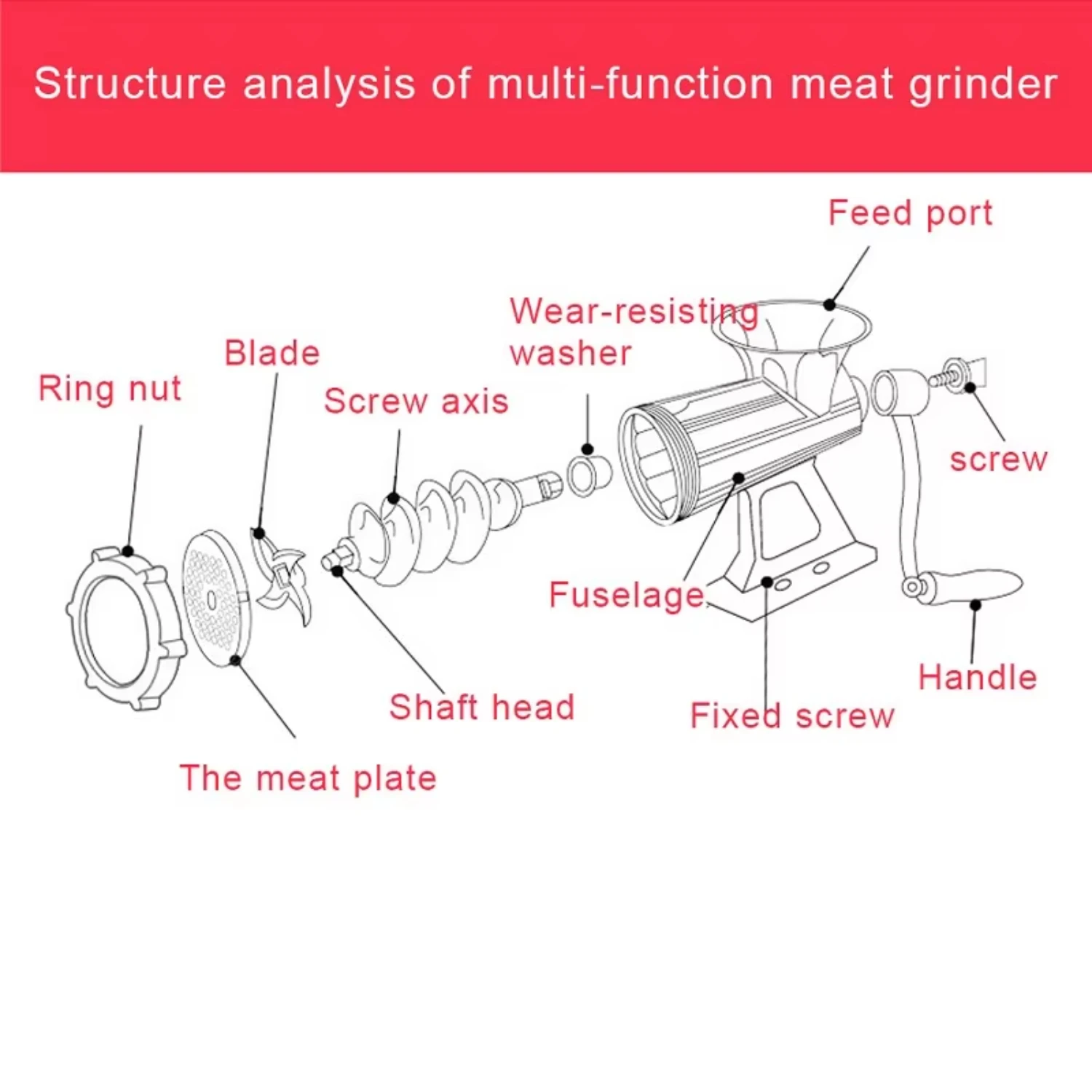 Multifunction Meat Grinder Machine Filling Sausage Household Hand Shake Vegetable Garlic Grinding Chopper