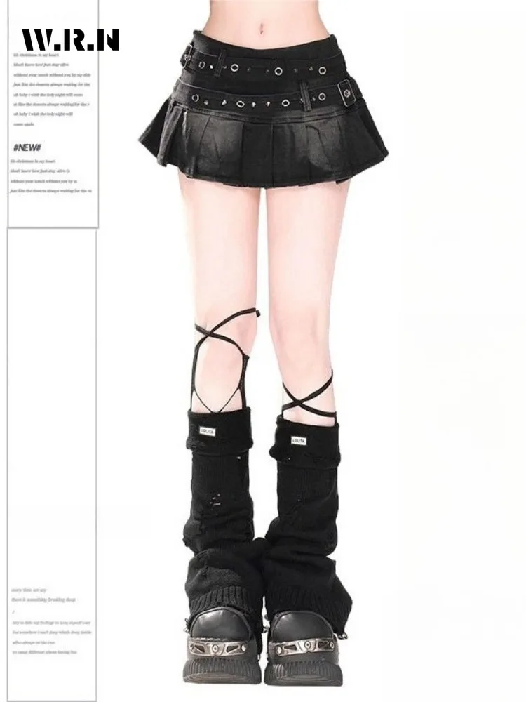 Femmes Sexy Y2K Slim Fit rétro poubelle jupes plissées 2025 été décontracté Punk Hotsweet taille haute maigre Mini Denim jupe courte