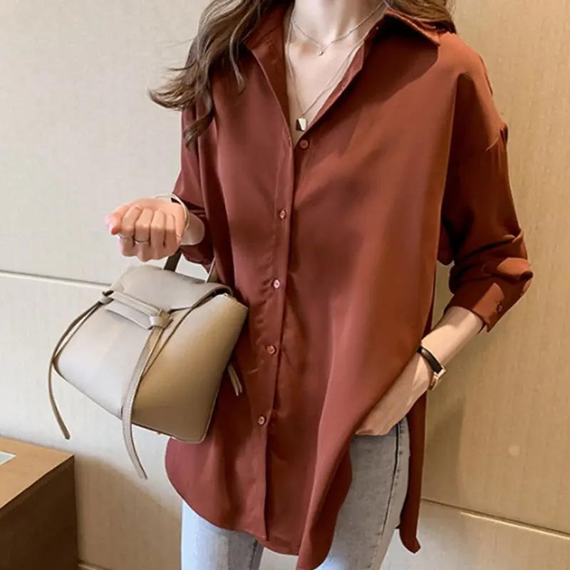 

Chiffon Shirt for Women in Spring and Autumn New Large Size Loose Top Casual Shirt for Spring Women Fashion Base Shirt