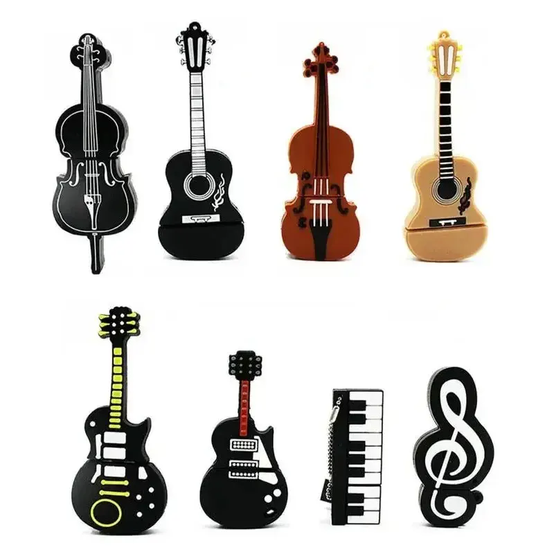 Cartoon Guitar USB Flash Drive, Pen Drives Musical, Violino Memory Stick, Disco Real Capacity U, Bonito, 4GB, 8GB, 16GB, 32GB, 64GB, 128GB