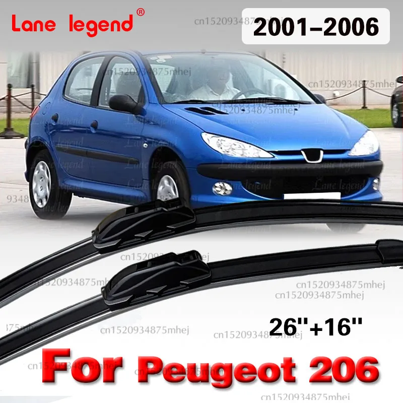 For Peugeot 206 2001 2002 2003 2004 2005 2006 superior durability Front Window 26"+16" Accessories Wiper Front Wiper Blades
